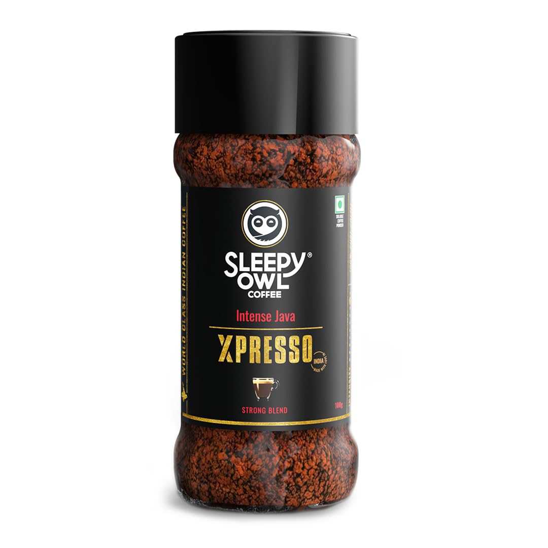 

Sleepy Owl 100g Intense Java Xpresso Coffee | Strong Blend Instant Coffee | Makes 50 Cups | Dark Roasted To Perfection | Intense, Bold And Strong