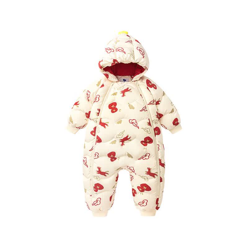 Mini Balabala Baby Hooded Down Jumpsuit