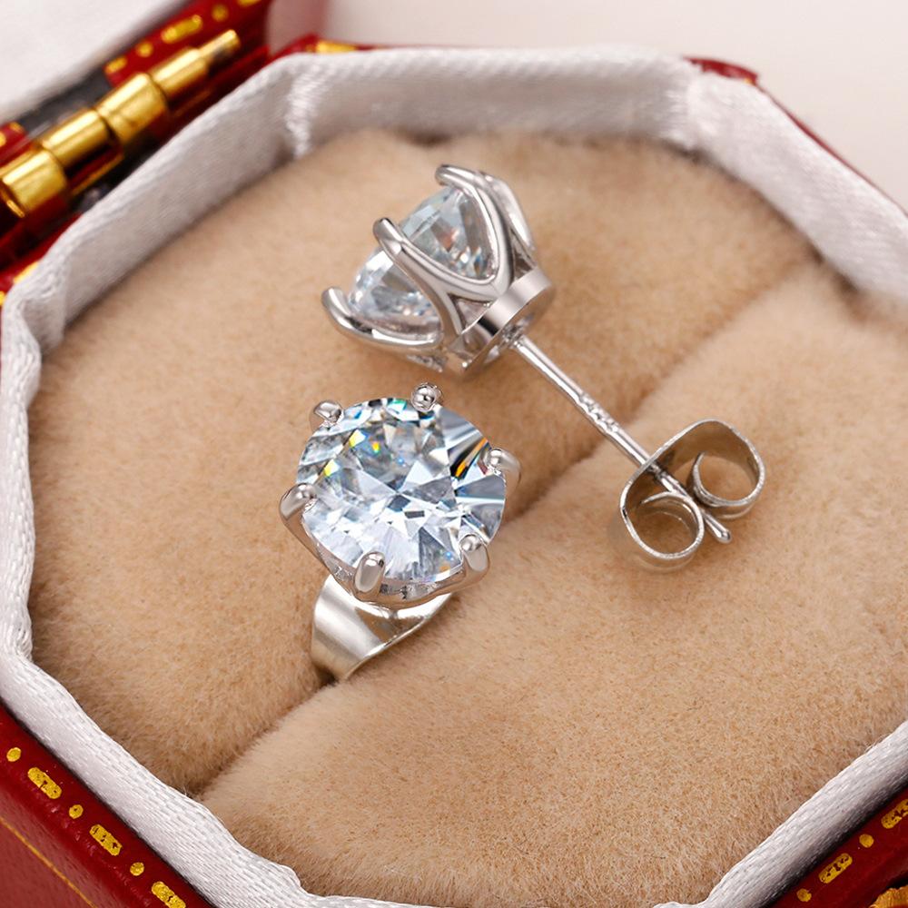 Classic Stud Earrings Series, Creative Crown Flower Zircon Stud Earrings For Women, Simple And Fashionable Small Earrings.