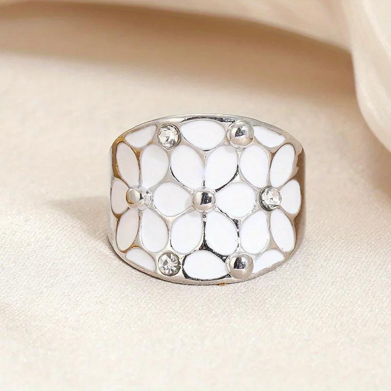 Delysia King Элегантный темперамент Свадебные украшения Кольцо с цветочным маслом для женщин 11&Silver Plated