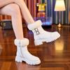Small inner height increase snow boots women's winter new short boots piled thickened cotton shoes platform Martin boots