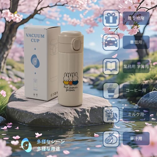 Miffy Thermos Water Bottle, One-Touch Operation, Large Capacity, Keeps Cold or Hot, Vacuum Insulated, Leak-Proof, Stylish and Cute, Unisex, Birthday G