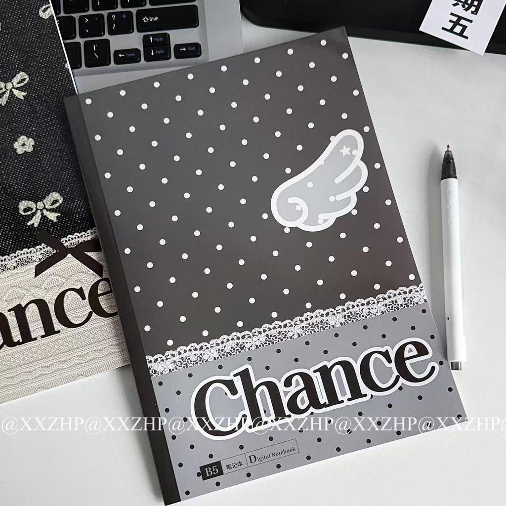 B5 Saddle-Stitched Korean-Style Journal - Polka Dot, Bow & Four-Leaf Clover Design for Students