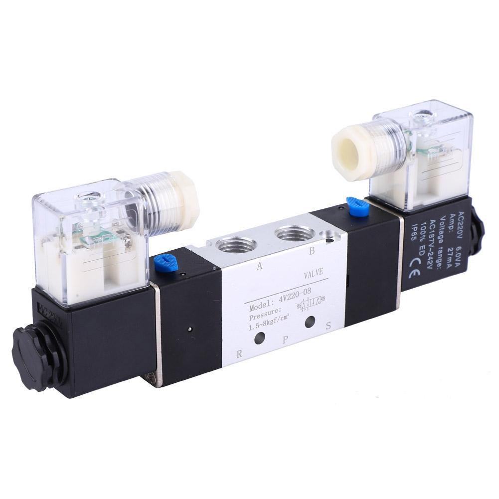 4V220 08 1 4  Inlet Outlet 1 8  Exhaust Pneumatic Solenoid Air Valve 2 Position 5 Way(AC220V)