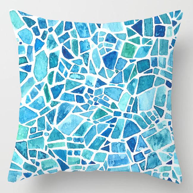 Modern Simple Blue Geometric Marble Pillowcase Home Sofa Pillowcase Pillowcase Pillowcase