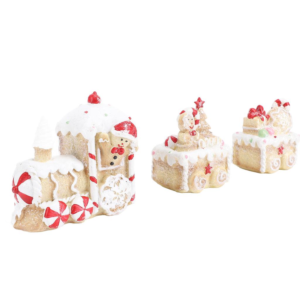 Xmas Train Three Part Resin Creative Cute Fade Resistant Xmas Train Figurine for Decoration