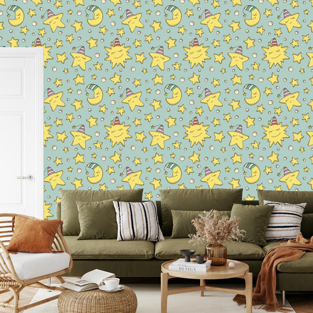 Stars and Moons Wallpaper for Living Room and Bedroom 50x1000