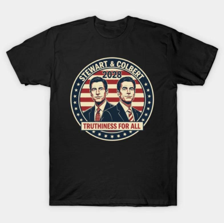 Jon Stewart Stephen Colbert 2028 Truthiness For All Retro Tshirt S