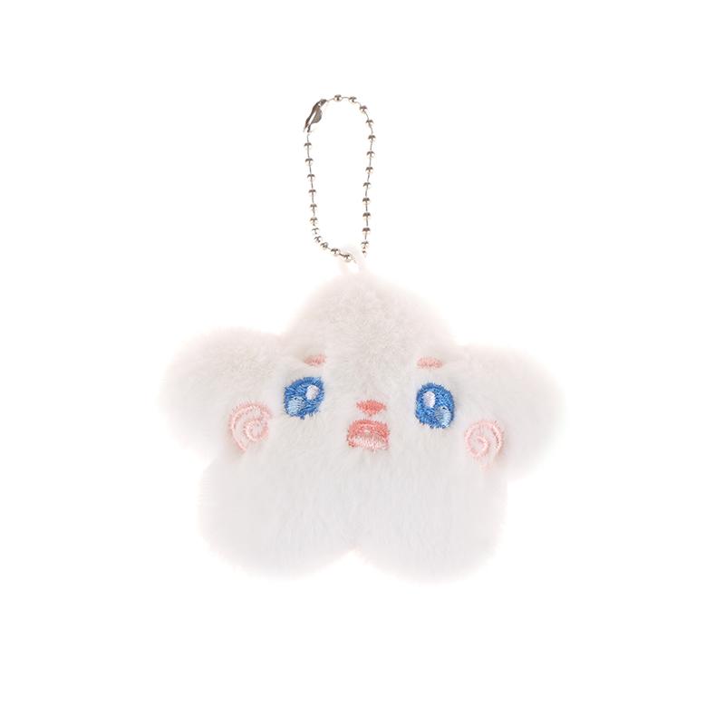 

Squeaking Color Stars Plush Pendant Cartoon Smiling Face Crying Face Doll Keychain Car Key Ring Backpack Bag Decor белый