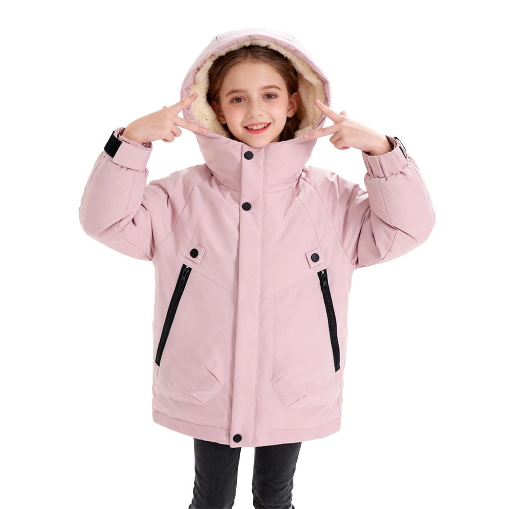 Kids -Lined Hooded Windbreaker Jacket Casual Outdoor Coat for Boys and Girls
