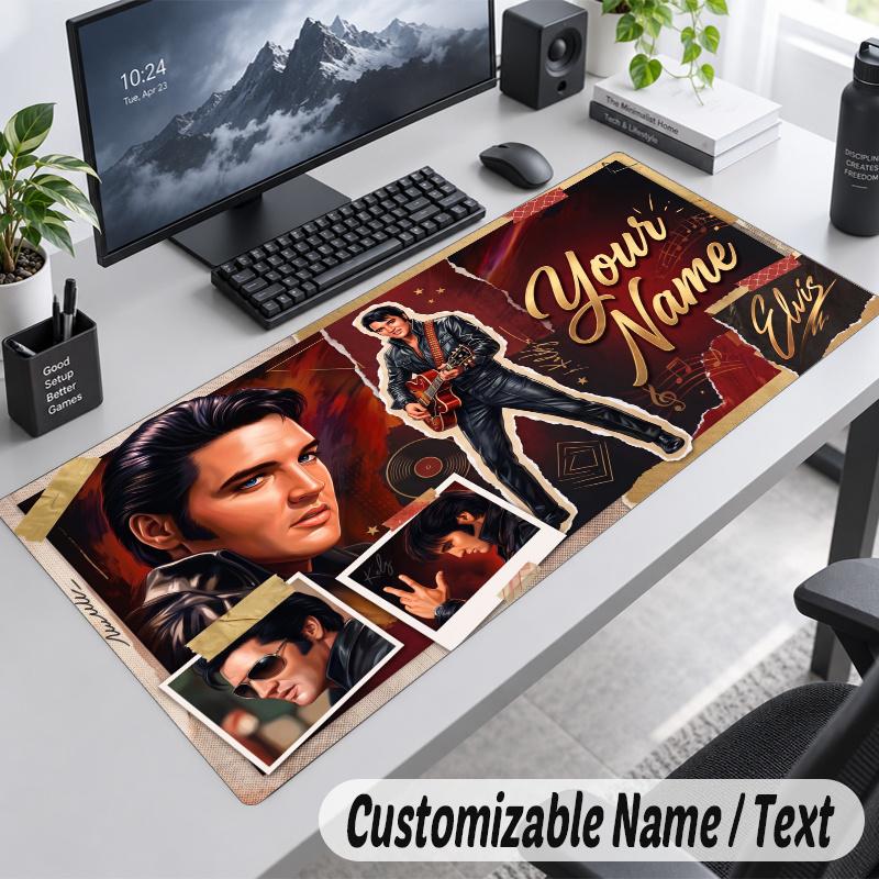 Elvis Presley Personalized Large Mouse Pad Custom Name Text Extended Desk Mat Gaming Mousepad