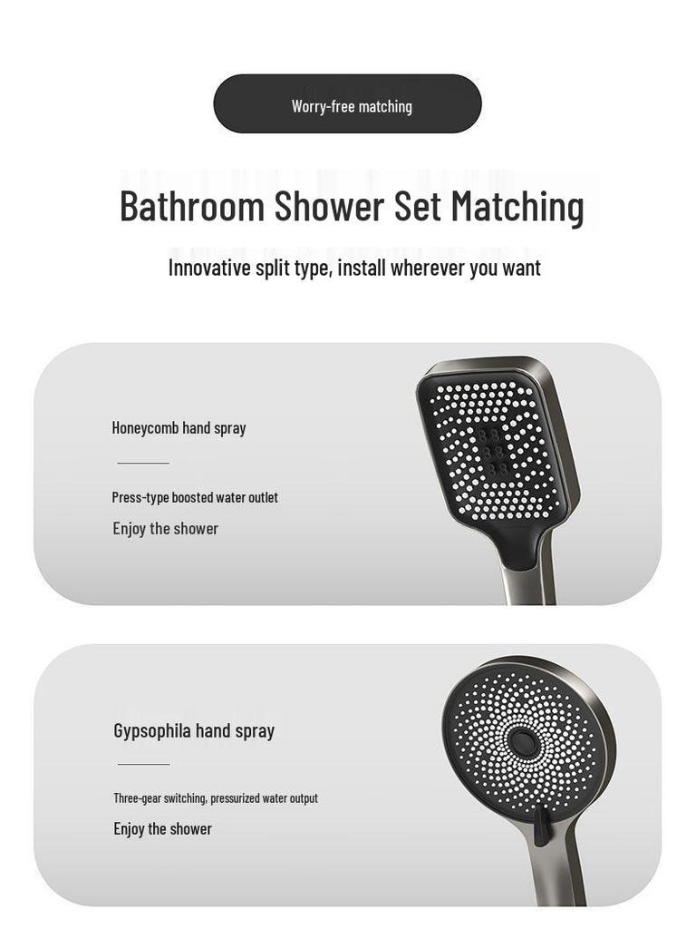 Juego de grifo de ducha y baño de 3 funciones color Gunmetal con mezclador