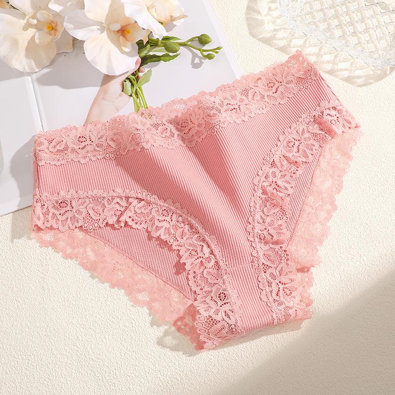 Damen Nahtlose Baumwollhöschen Sexy Spitze Einfarbige Hohe Taille Elastische Unterwäsche Hohe Qualität Atmungsaktive Intimpflege Lingerie