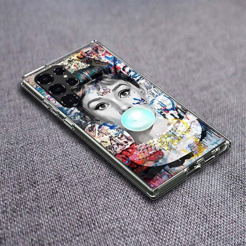 Audrey Hepburn Phone Case For Samsung Galaxy S24 S23 S21 S20 FE S22 S26 Ultra S25 Edge S10 Plus Cover Clear TPU Capa Shell Coque