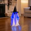 Light Up Ghost Decoration Halloween Walking with Sound, Witch Hat Animated Fantasy Ornament Prop, Talking Haunted House Decor for Party Night