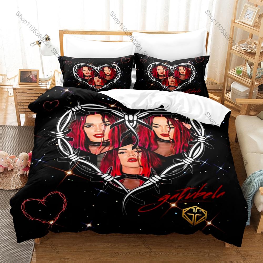 Colombian Reggaeton Icon Karol G Mañana Será Bonito Pink Angel Bichota Album Collage Bedding Set 1 Duvet Cover + 2 Pillowcases