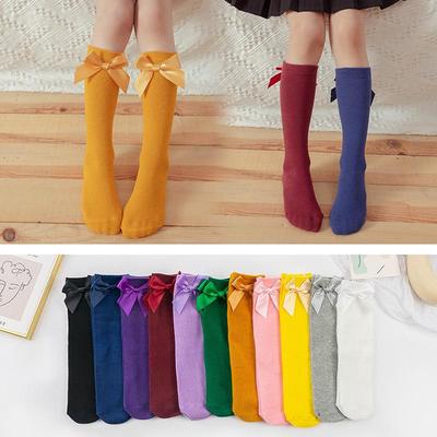 Mädchen Candy Farbe Schleife Mid-Calf Baumwollsocken für Frühling, Sommer und Herbst