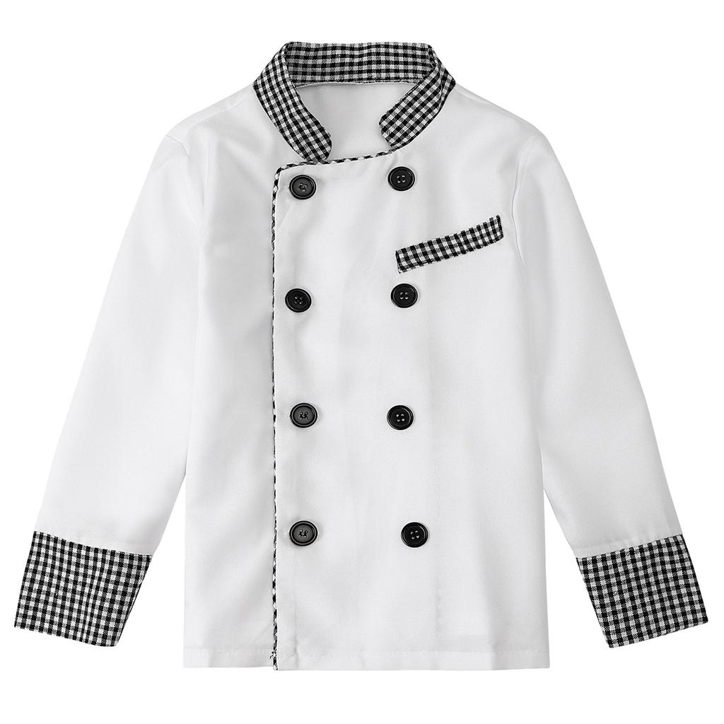Costume da Chef per Bambini Ragazzi Abbigliamento da Cucina e Pasticceria per Bambine Set Costume da Chef per Bambini Halloween Uniforme da Cuoco Festa di Carnevale Travestimento