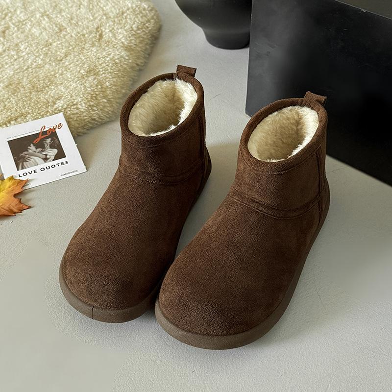 

Women s lightweight comfortable thick sole winter warm snow boots padded lining non-slip shock absorption wear casual sports short cotton boots 40 темно-коричневого