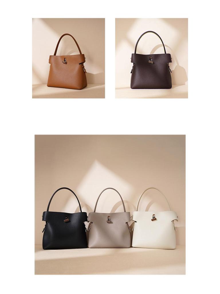 Bamboo Joint Design Large Capacity Handbag: Advanced Korean-Style Crossbody Bucket Bag 2025