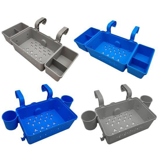 Poolside Storage Basket with Cup Holder Large Capacity Strong Load-bearing Hollow Design Waterproof Swimming Pool Hanging Storage Basket