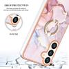 For Samsung Galaxy S24 Case with Ring Kickstand Marble Pattern Electroplating TPU Back Cover