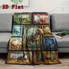 Dinosaur Art Gallery 2D Flat Pattern Flannel Blanket, High quality All Seasons, Home Decor, Warmth and Comfort, Perfect for Christmas Gifts.