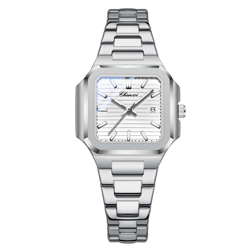 Chenxi Brand Men's Quartz Watch Square Stainless Waterproof Luminous Date Luxury Women's Wristwatch Male Clock Gift For Couple