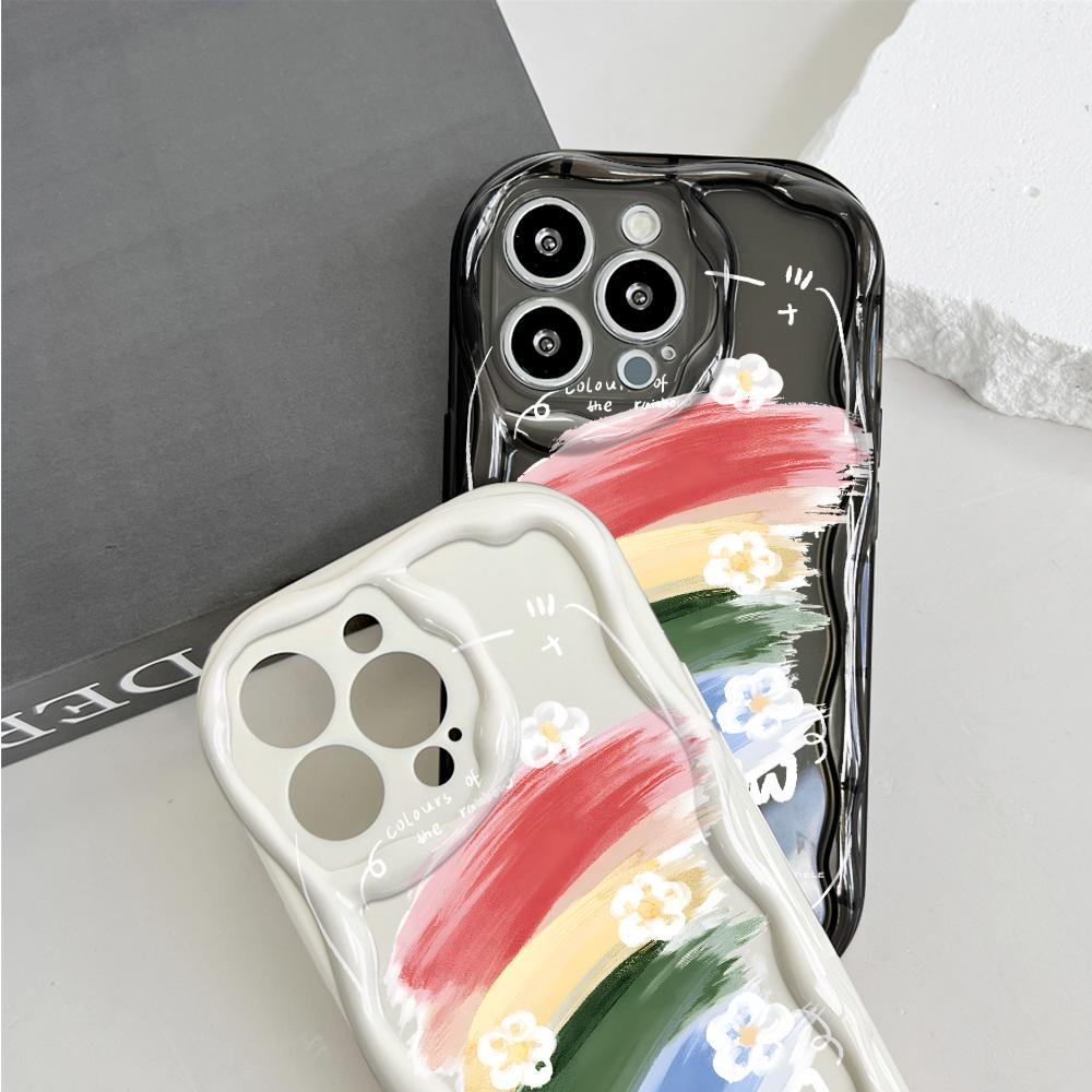 Carcasă cu textura cremă cu model de desene animate, cu margine ondulată, husă din silicon moale pentru telefon pentru OPPO Reno Realme OnePlus Vivo