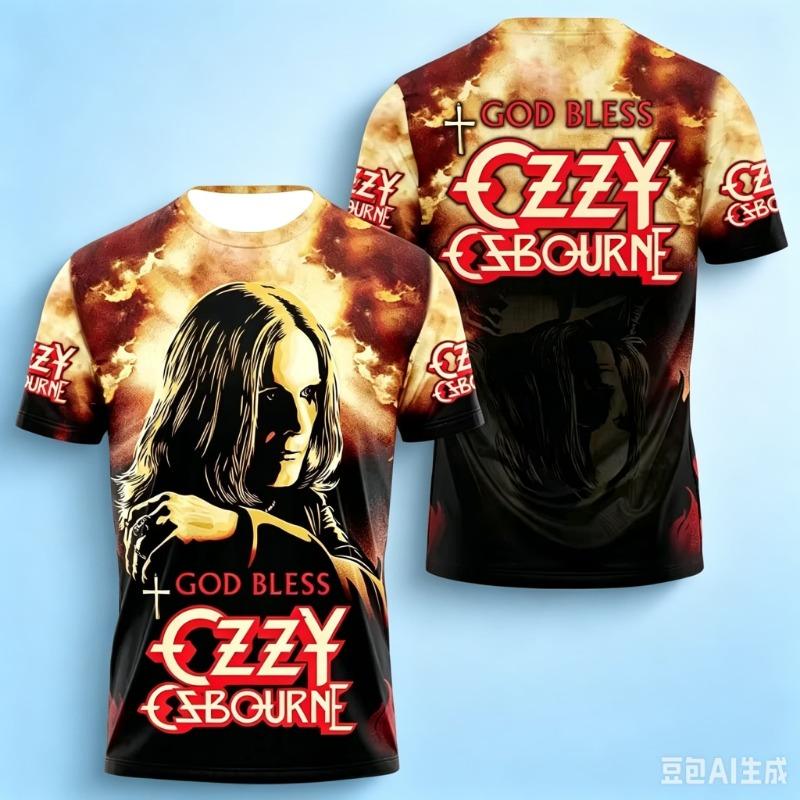 Ozzy Osbourne Vintage 3D Print T Shirt Heavy Metal Rock Singer Memorial Portrait Graphic Short Sleeve Streetwear Tops Fashion