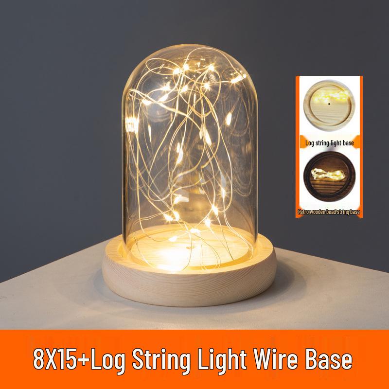 LED Sea Urchin Night Light with Preserved Flower in Glass Cover