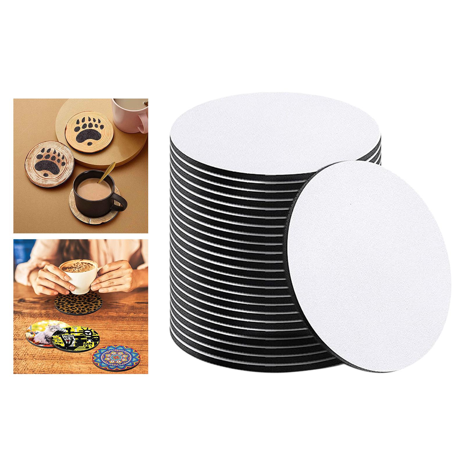 

20 Pieces 4 Inch Sublimation Blank Cup Coasters Blank Cup Mat Transfer Blank Coasters Round Neoprene Coasters
