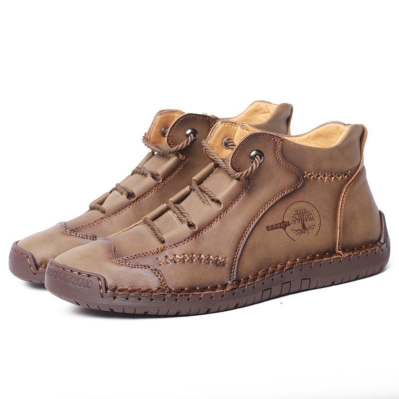 38-48 Men's High-top Large Size Casual Shoes Fashion Retro Casual Leather Boots