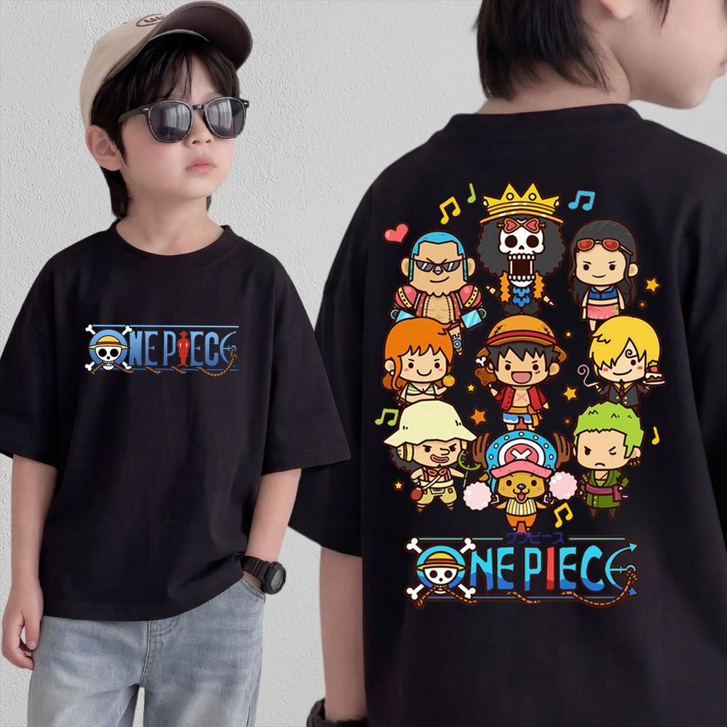 Anime One Piece Cosplay TShirt Cotton Short Sleeve Tops Casual Loose Retro TShirt Men Women Kids Family Matching Outfits