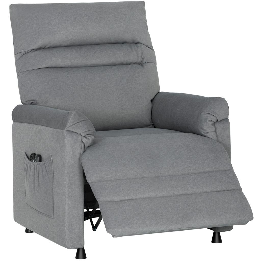 Recliner Chair, TV Armchair with Reclining Function, Lumbar Heating, 2 Remote Controls, USB Port, Quiet Motor, Grey