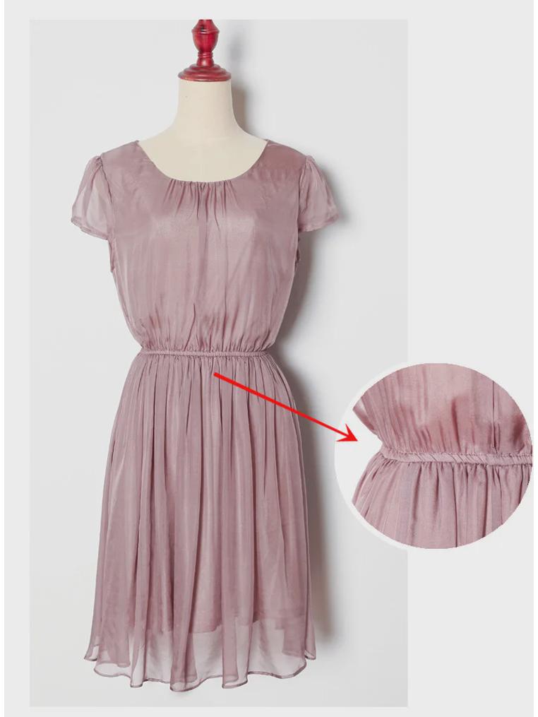 Mulberry Silk Slim Fit Short-Sleeved Summer Dress for Women, Large Sizes Available