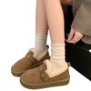 New Thick-soled Boken Shoes, Women's Fleece Anti-slip Woolen Shoes, Flat Bread Shoes, Cotton Shoes