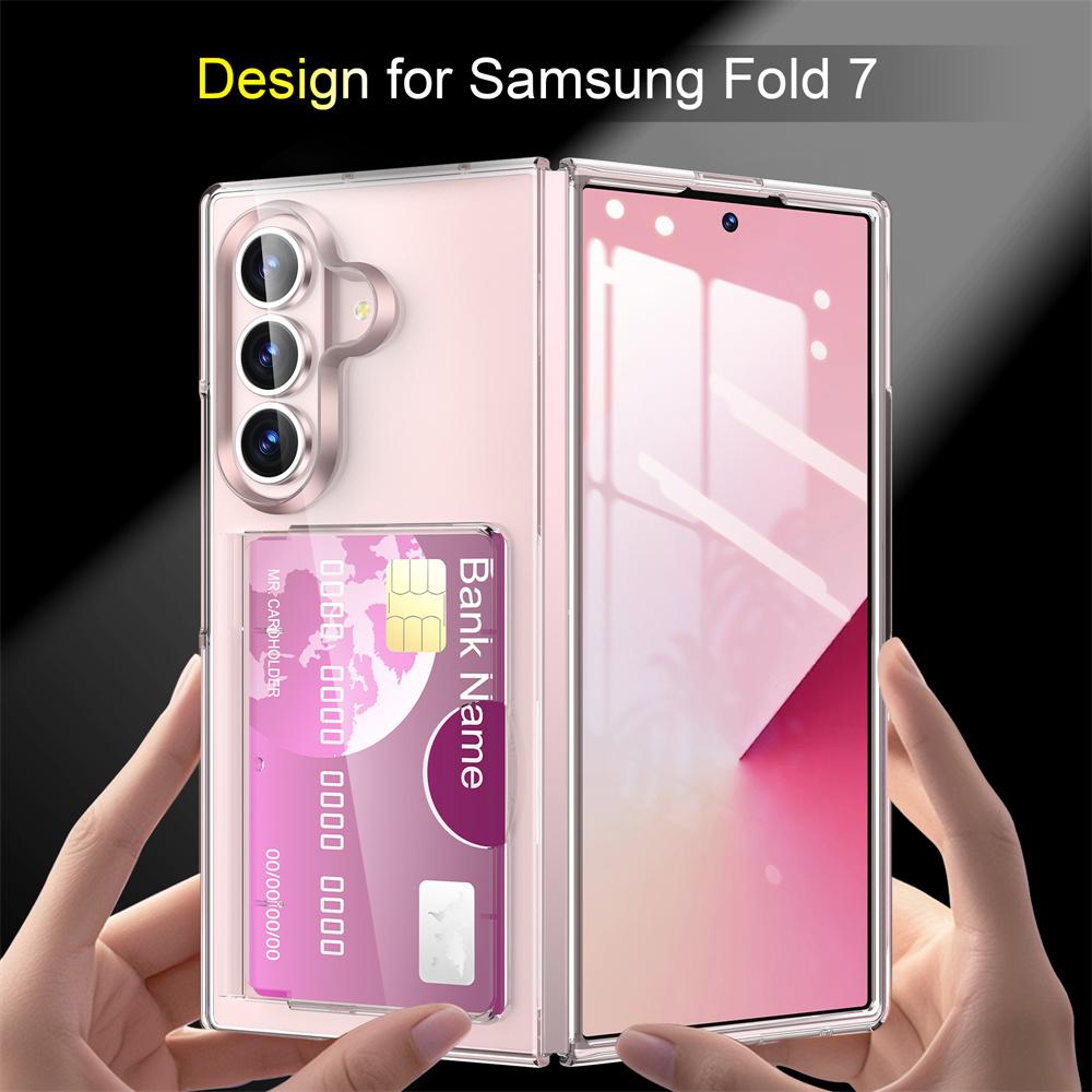 Matte Hard PC Card Slot Holder Shockproof Phone Case for Samsung Galaxy Z Fold 8 Ultra Fold 7 6 Folding Protective Back Cover
