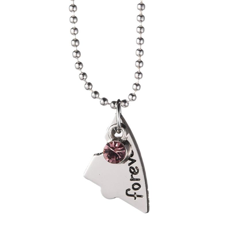 4 Pcs Best Friend Forever Splicing Necklaces Children's Cartoon Necklace Rhinestones Broken Heart Pendant Necklaces
