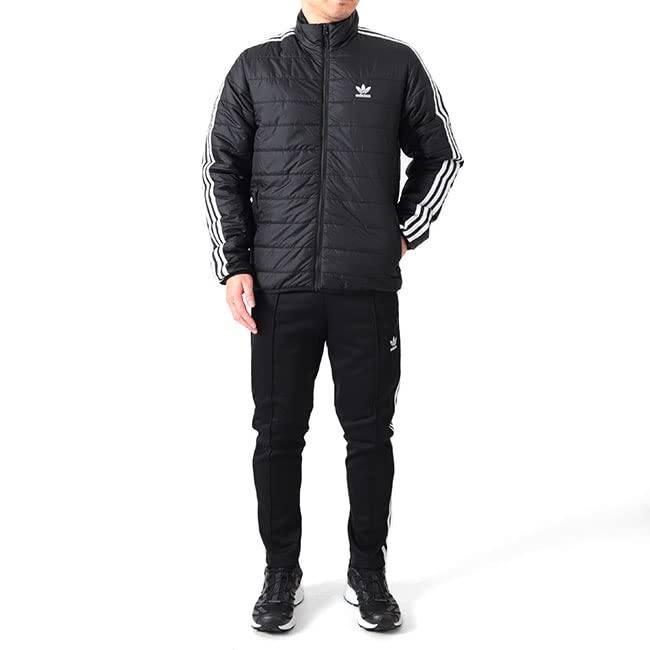 Adidas XL Black Quilted Jacket with Stand Collar and Three Stripes Men's (HL9212)