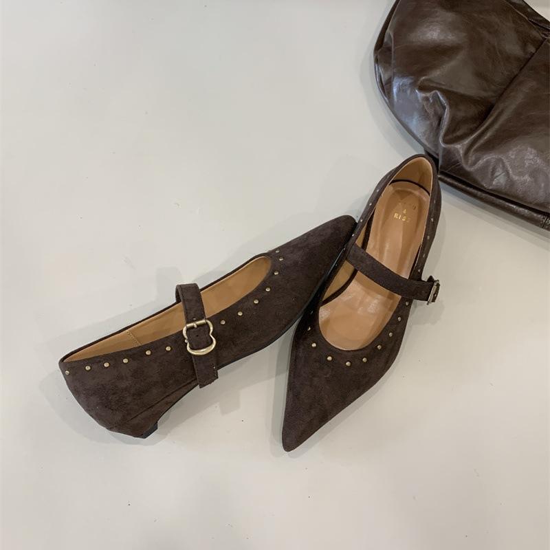 

Французские туфли Мэри Джейн на низком каблуке, маленькие ароматные туфли-лодочки, женские туфли-лодочки 2025 осень новая темпераментная модель на толстом каблуке, рабочие туфли 40