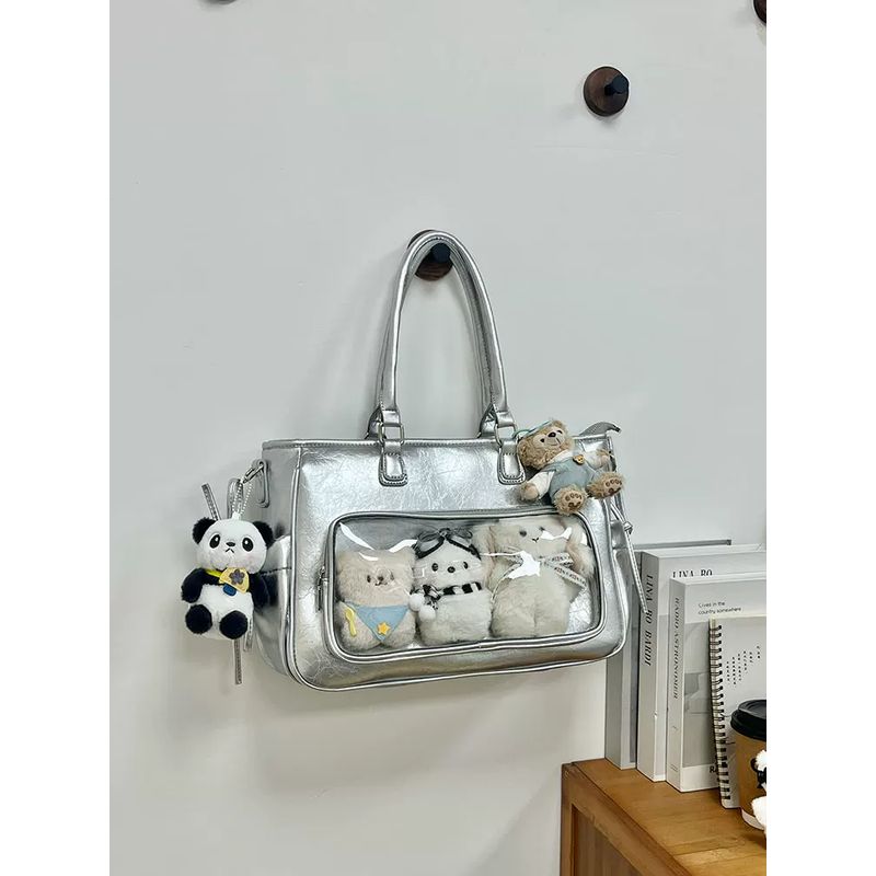 

Bai Tiya Concert Hidden Things Dark Layer Bag Two-Dimensional Shoulder Pain Bag Backpack Support Light Card Star Chasing Bag Silver-No Hanging