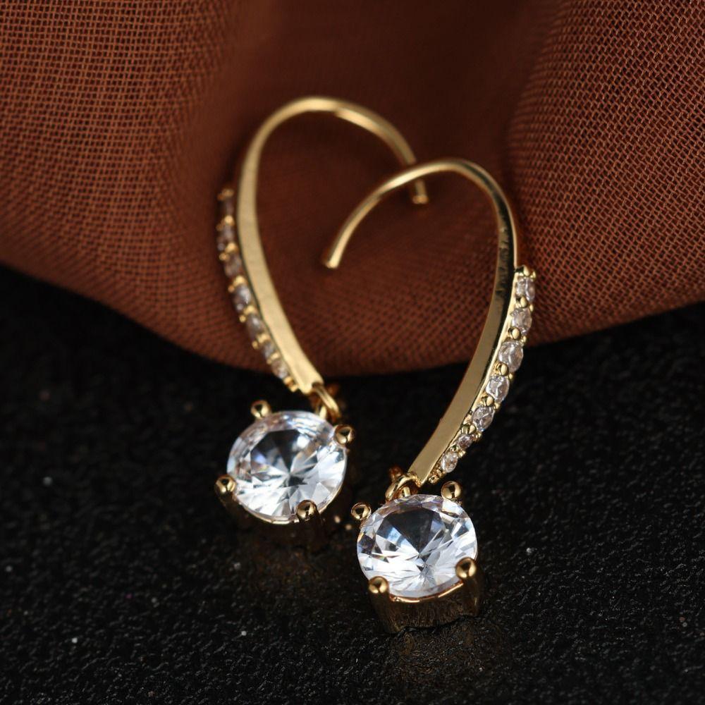Light Luxury Round Crystal Ear Studs Simple Ladies' Ear Accessories Spring Summer