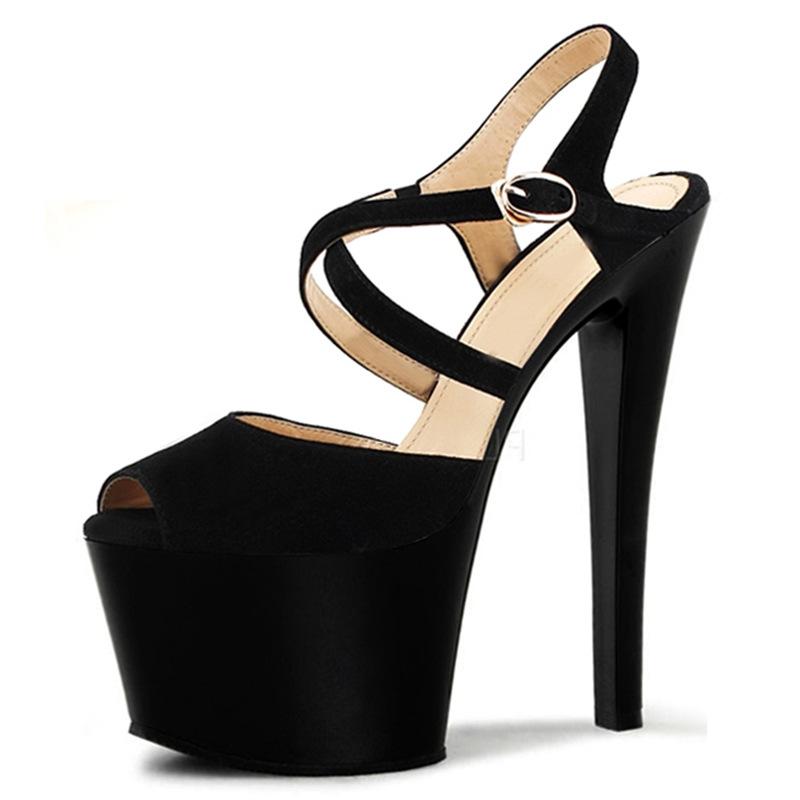 2025 new hate sky high patent leather women's shoes 15cm high heel fish mouth sandals thin heel strap matte leather women's shoes