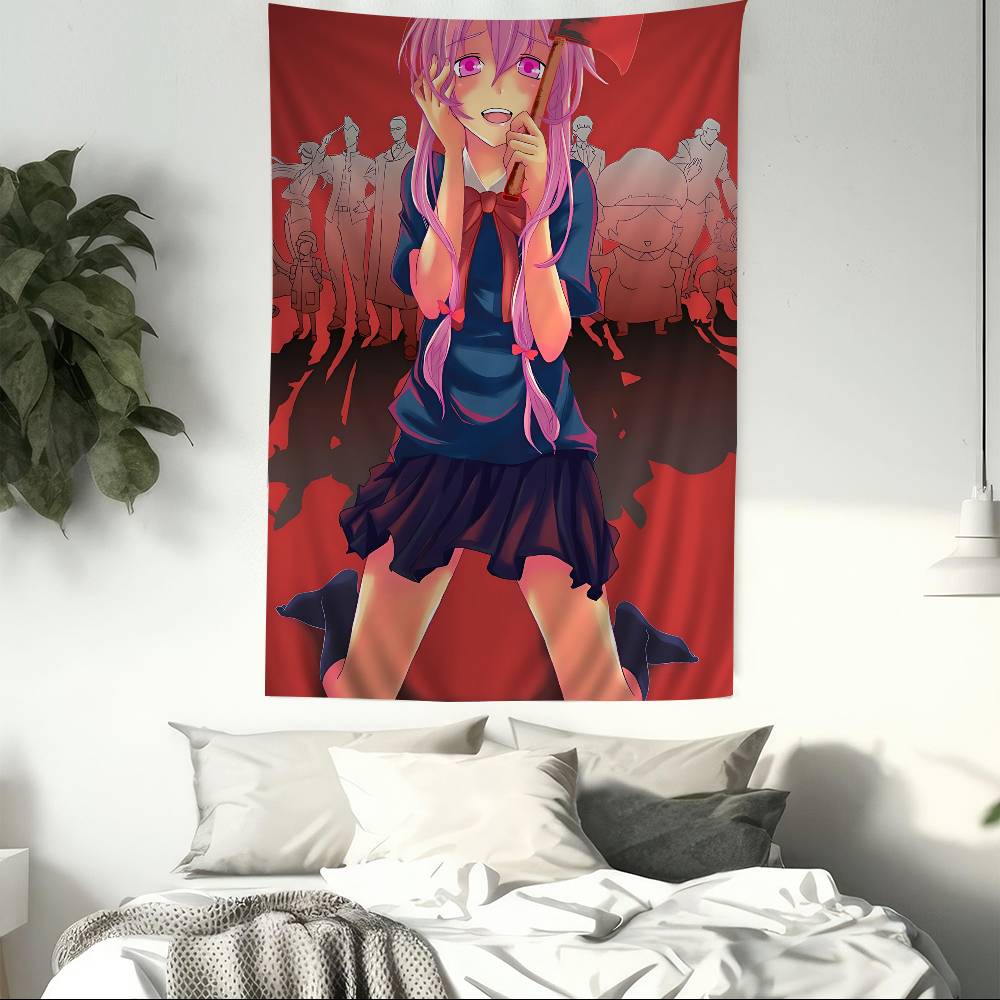 Anime Figure Mirai Nikki The Future Diary Anime Tapestry Hippie Flower Wall Carpets Dorm Decor Cheap Hippie Wall Hanging