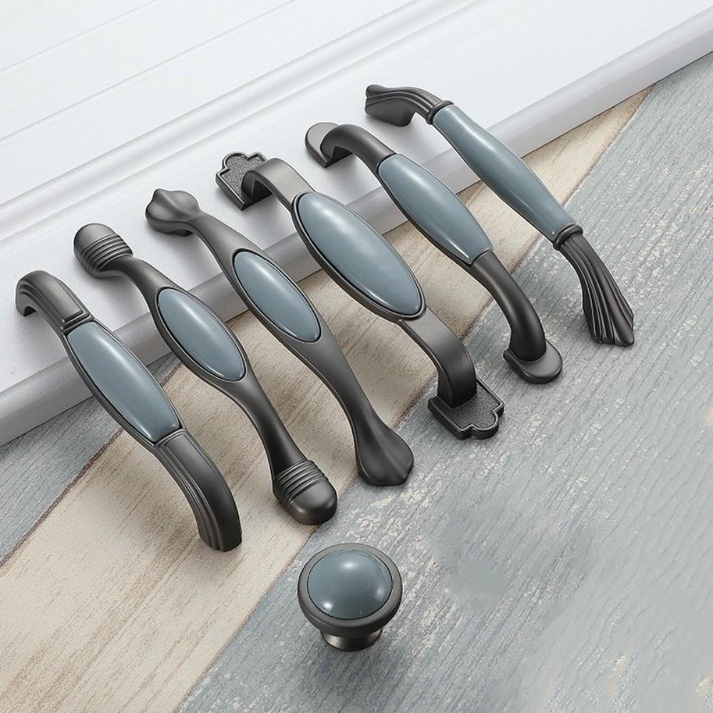 Zinc Alloy Cabinet Furniture Handle Blue Gray Cabinet Pulls Wardrob Handle Cabinet Door Hardware