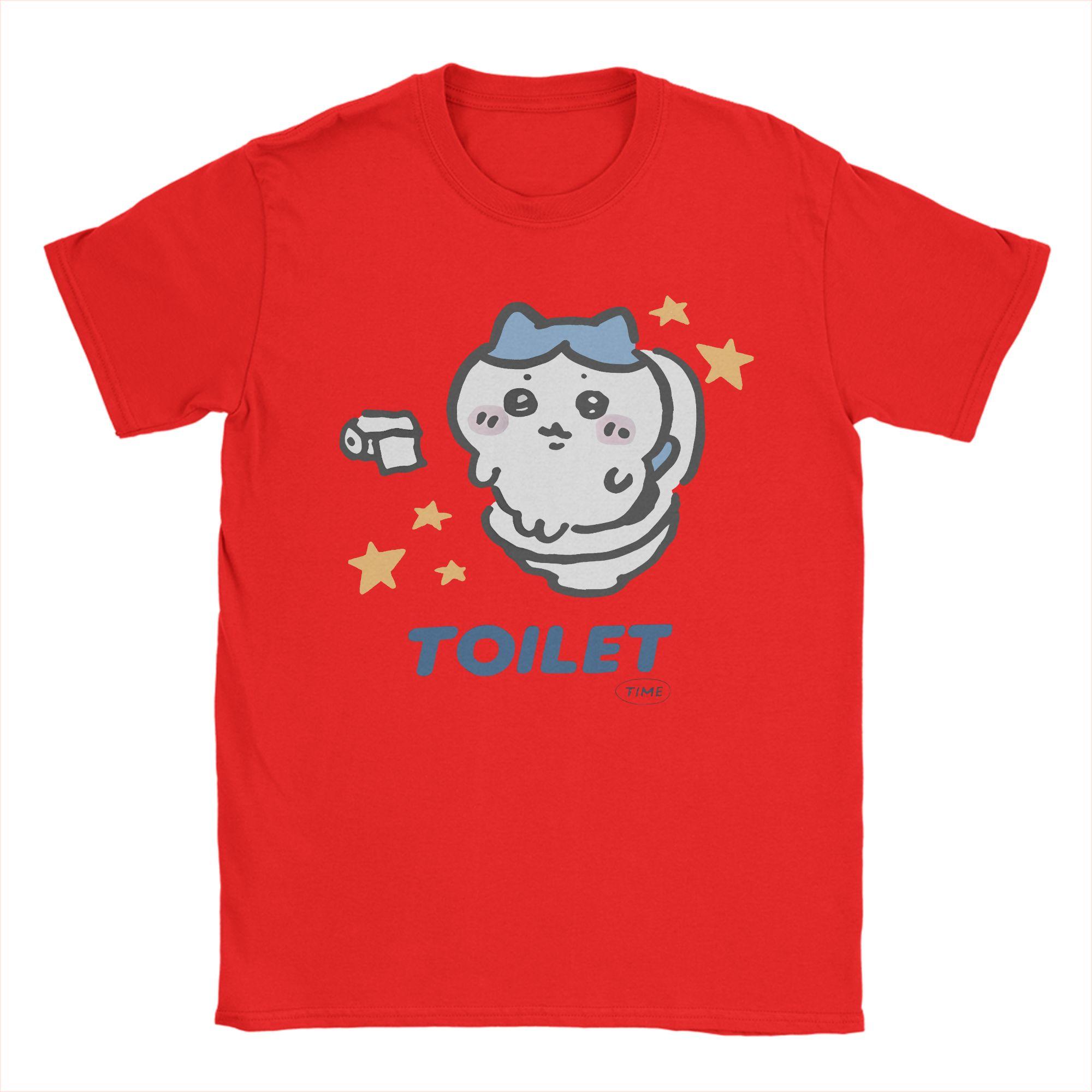

Chiikawas Toile Time T Shirt for Men Pure Cotton Casual TShirts O Neck Tees Short Sleeve Clothes Gift Idea M