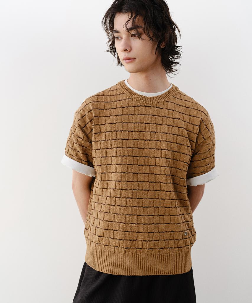 IEY Waffle Short Sleeve Knit Beige
