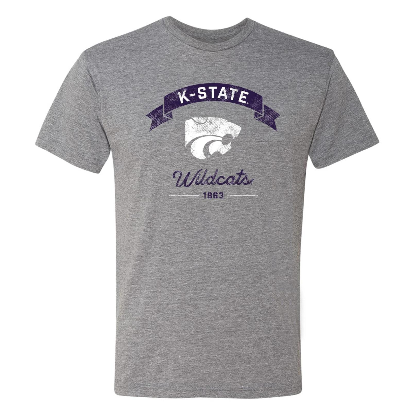 K-State Ribbon Arc NLA Triblend T-Shirt - Premium Heather 3XL