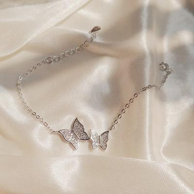 925 Sterling Silver Butterfly Charms Bracelet Dazzling Micro Cubic Zircon Bracelet Jewelry For Women Gift S-B224
